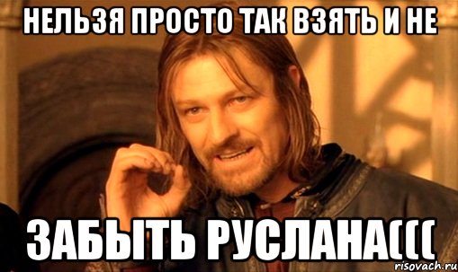 нельзя просто так взять и не забыть руслана(((, Мем Нельзя просто так взять и (Боромир мем)