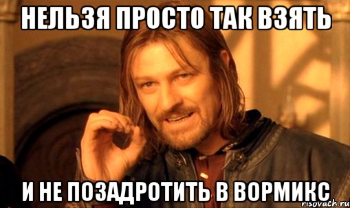 нельзя просто так взять и не позадротить в вормикс, Мем Нельзя просто так взять и (Боромир мем)