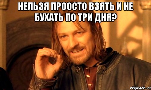 нельзя проосто взять и не бухать по три дня? , Мем Нельзя просто так взять и (Боромир мем)