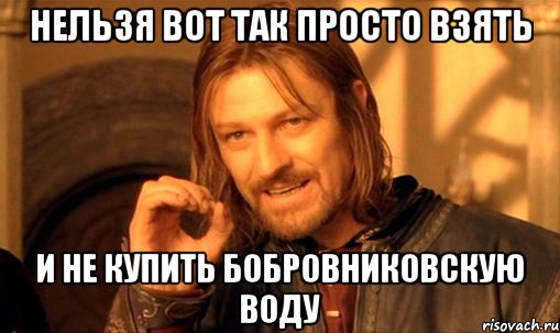 нельзя вот так просто взять и не купить бобровниковскую воду, Мем Нельзя просто так взять и (Боромир мем)