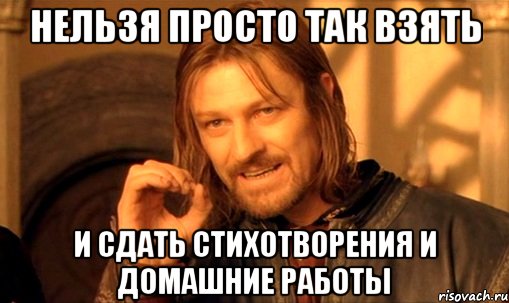 нельзя просто так взять и сдать стихотворения и домашние работы, Мем Нельзя просто так взять и (Боромир мем)