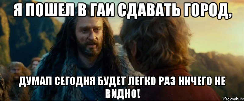 я пошел в гаи сдавать город, думал сегодня будет легко раз ничего не видно!, Мем никогда еще так не ошибался