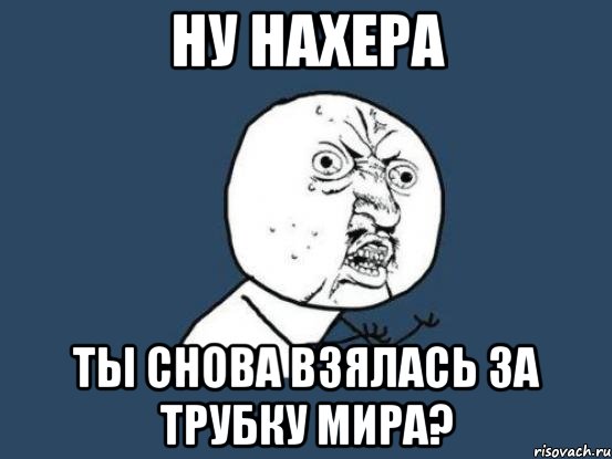 ну нахера ты снова взялась за трубку мира?, Мем Ну почему