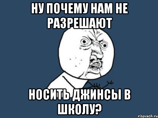 ну почему нам не разрешают носить джинсы в школу?, Мем Ну почему