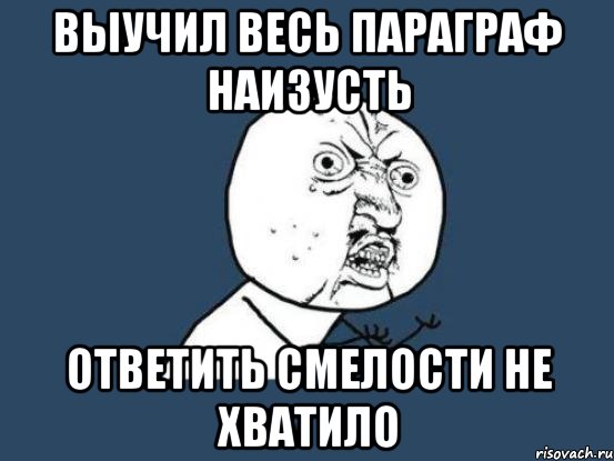 выучил весь параграф наизусть ответить смелости не хватило, Мем Ну почему