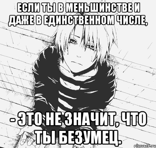 если ты в меньшинстве и даже в единственном числе, - это не значит, что ты безумец.