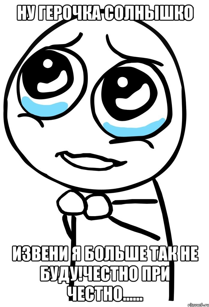 ну герочка солнышко извени я больше так не буду!честно при честно......, Мем  ну пожалуйста (please)