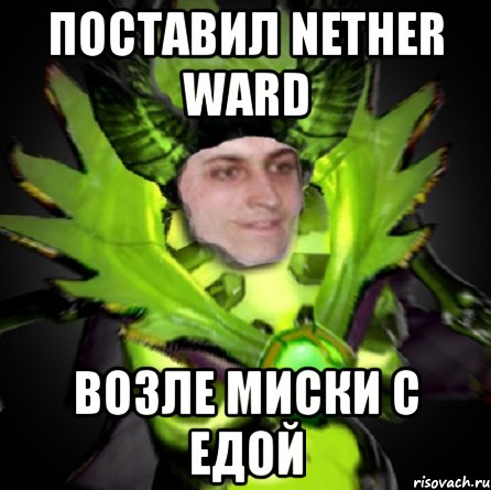 поставил nether ward возле миски с едой, Мем pugnafin