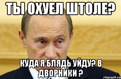 ты охуел штоле? куда я блядь уйду? в дворники ?, Мем путин