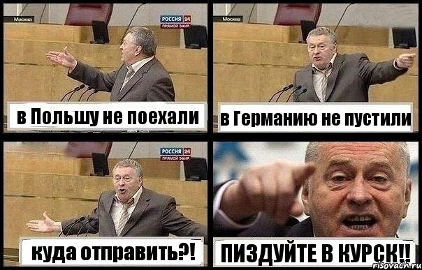 в Польшу не поехали в Германию не пустили куда отправить?! ПИЗДУЙТЕ В КУРСК!!, Комикс с Жириновским