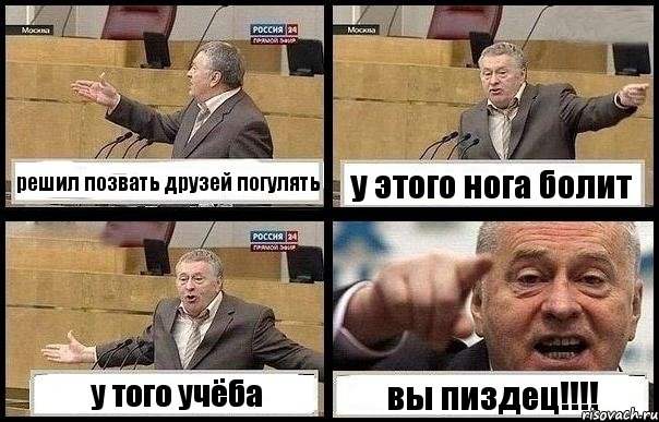 решил позвать друзей погулять у этого нога болит у того учёба вы пиздец!!!, Комикс с Жириновским