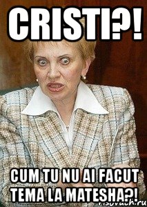 cristi?! cum tu nu ai facut tema la matesha?!