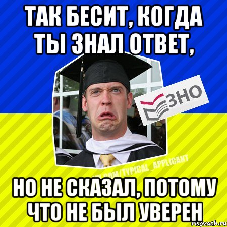 так бесит, когда ты знал ответ, но не сказал, потому что не был уверен, Мем Типовий абтурнт 2013