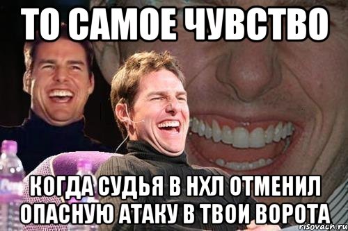 то самое чувство когда судья в нхл отменил опасную атаку в твои ворота, Мем том круз