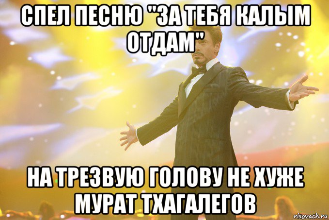 спел песню "за тебя калым отдам" на трезвую голову не хуже мурат тхагалегов, Мем Тони Старк (Роберт Дауни младший)