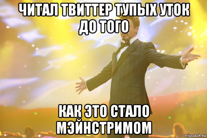 читал твиттер тупых уток до того как это стало мэйнстримом, Мем Тони Старк (Роберт Дауни младший)