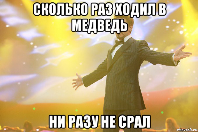 сколько раз ходил в медведь ни разу не срал, Мем Тони Старк (Роберт Дауни младший)