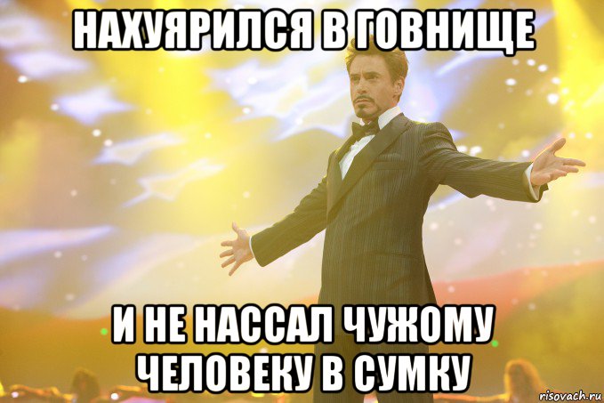 нахуярился в говнище и не нассал чужому человеку в сумку, Мем Тони Старк (Роберт Дауни младший)