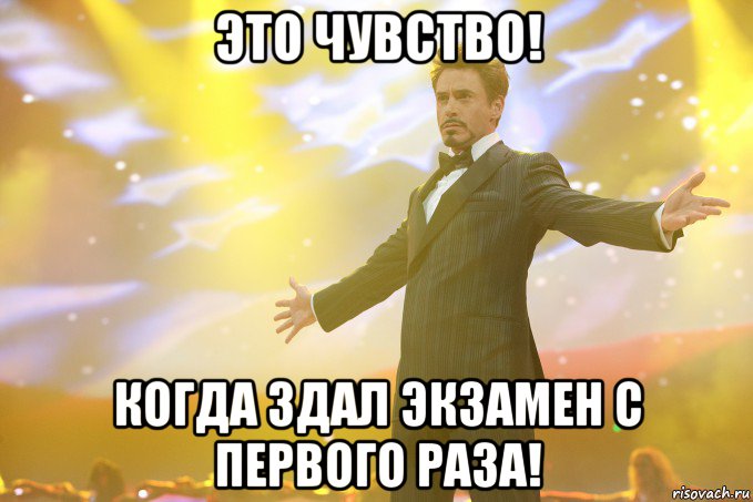 это чувство! когда здал экзамен с первого раза!, Мем Тони Старк (Роберт Дауни младший)