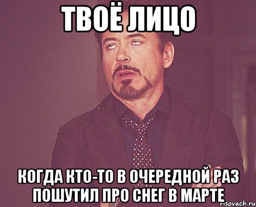 твоё лицо когда кто-то в очередной раз пошутил про снег в марте, Мем твое выражение лица