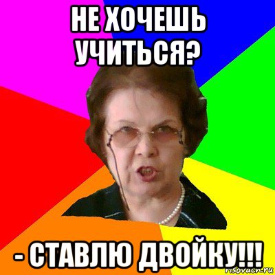 не хочешь учиться? - ставлю двойку!!!, Мем Типичная училка