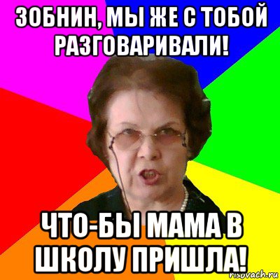 зобнин, мы же с тобой разговаривали! что-бы мама в школу пришла!, Мем Типичная училка