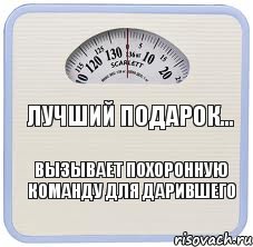 Лучший подарок... вызывает похоронную команду для дарившего, Комикс весы