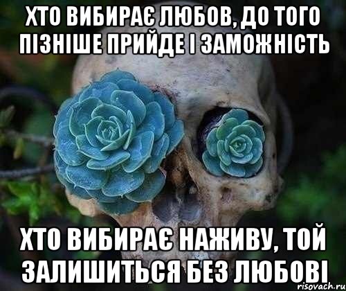 хто вибирає любов, до того пізніше прийде і заможність хто вибирає наживу, той залишиться без любові, Мем вов