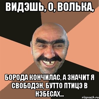 видэшь, о, волька, борода кончилас, а значит я свободэн, бутто птицэ в нэбесах..., Мем Я твой дом труба шатал