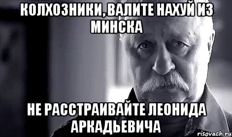 колхозники, валите нахуй из минска не расстраивайте леонида аркадьевича, Мем Не огорчай Леонида Аркадьевича