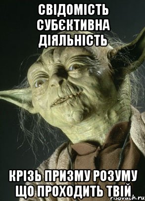 свідомість субєктивна діяльність крізь призму розуму що проходить твій, Мем йода мовить