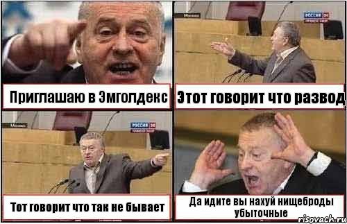 Приглашаю в Эмголдекс Этот говорит что развод Тот говорит что так не бывает Да идите вы нахуй нищеброды убыточные, Комикс жиреновский