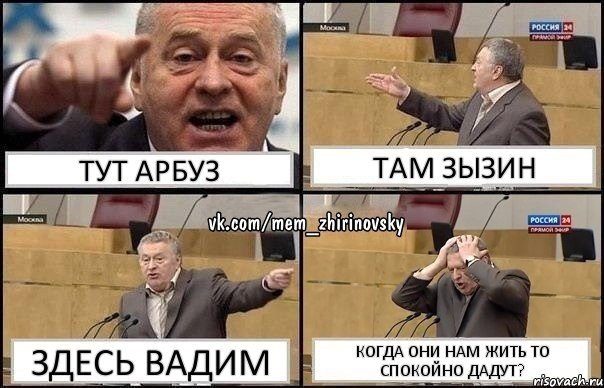 тут арбуз там зызин здесь вадим когда они нам жить то спокойно дадут?, Комикс Жирик