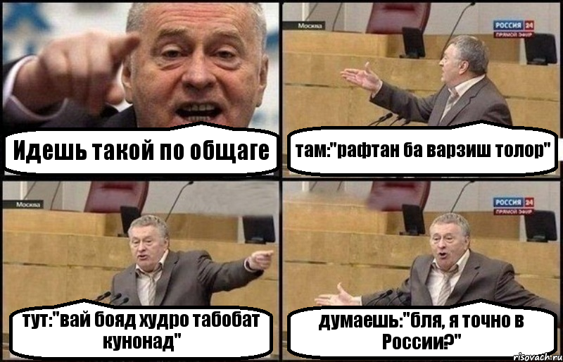 Идешь такой по общаге там:"рафтан ба варзиш толор" тут:"вай бояд худро табобат кунонад" думаешь:"бля, я точно в России?", Комикс Жириновский