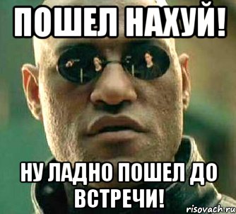 пошел нахуй! ну ладно пошел до встречи!