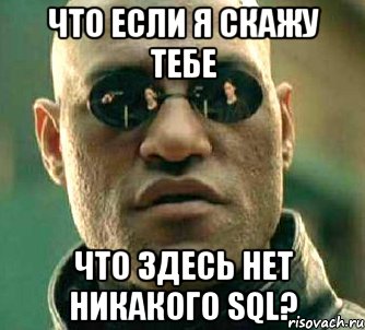 что если я скажу тебе что здесь нет никакого sql?, Мем  а что если я скажу тебе