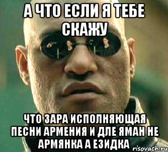 а что если я тебе скажу что зара исполняющая песни армения и дле яман не армянка а езидка, Мем  а что если я скажу тебе