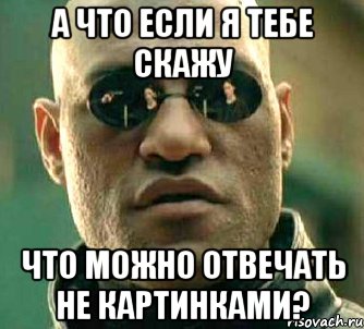 а что если я тебе скажу что можно отвечать не картинками?, Мем  а что если я скажу тебе