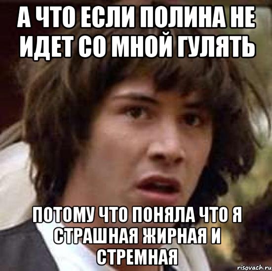 а что если полина не идет со мной гулять потому что поняла что я страшная жирная и стремная, Мем А что если (Киану Ривз)