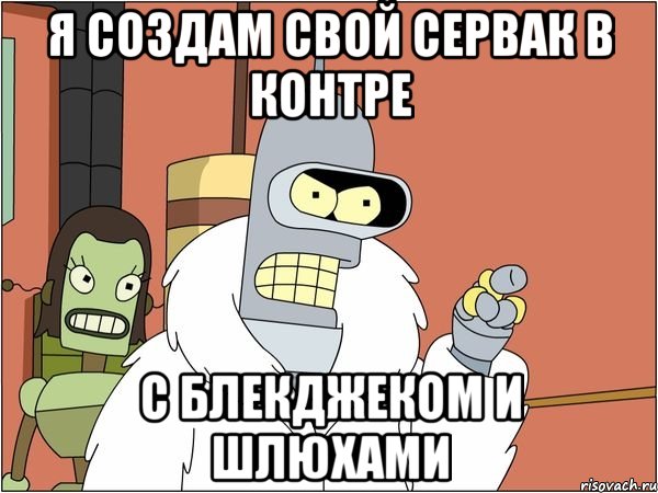 я создам свой сервак в контре с блекджеком и шлюхами, Мем Бендер