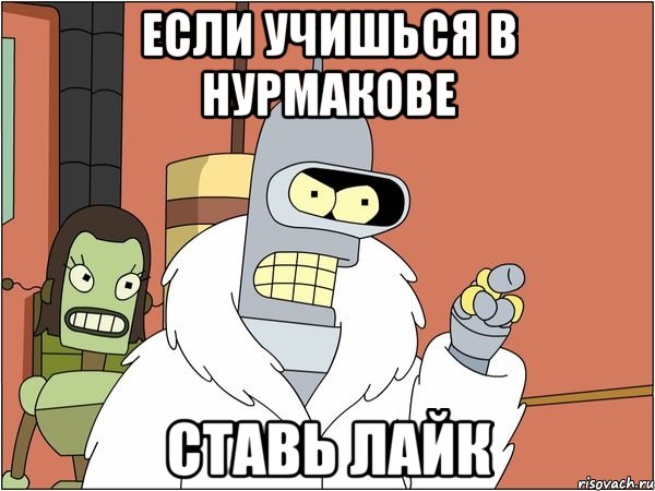 если учишься в нурмакове ставь лайк, Мем Бендер
