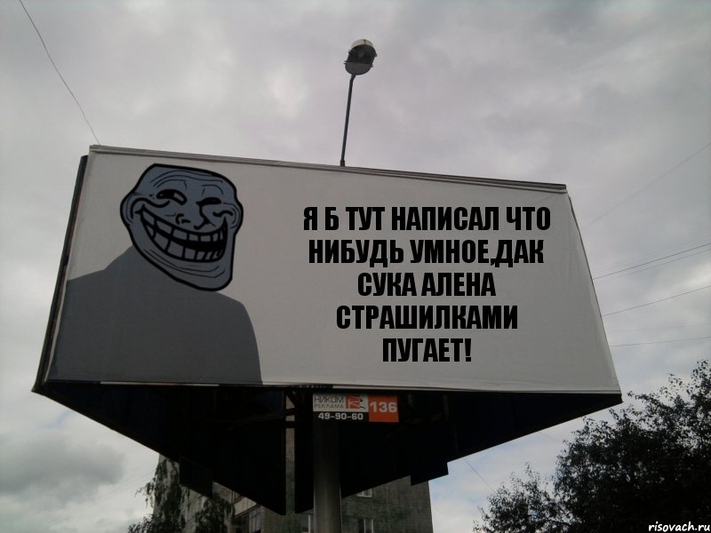 Я Б ТУТ НАПИСАЛ ЧТО НИБУДЬ УМНОЕ,ДАК СУКА АЛЕНА СТРАШИЛКАМИ ПУГАЕТ!, Комикс Билборд тролля