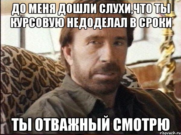 до меня дошли слухи,что ты курсовую недоделал в сроки ты отважный смотрю