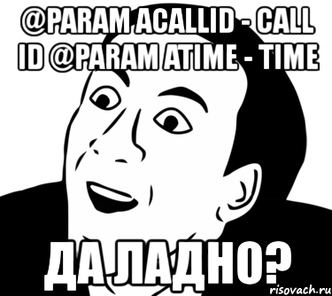 @param acallid - call id @param atime - time да ладно?, Мем  Да ладно