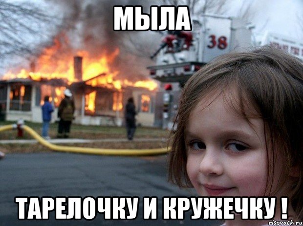 мыла тарелочку и кружечку !, Мем Disaster Girl