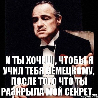 и ты хочеш , чтобы я учил тебя немецкому, после того что ты разкрыла мой секрет...