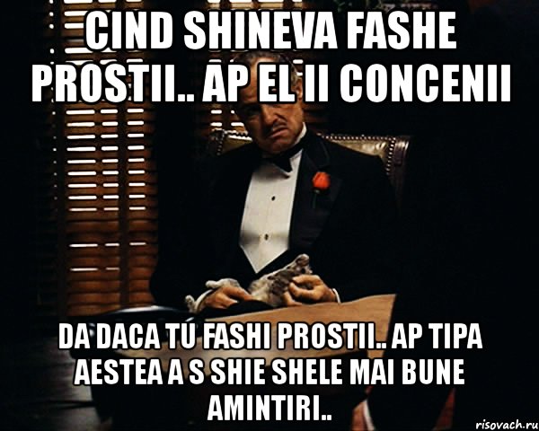 cind shineva fashe prostii.. ap el ii concenii da daca tu fashi prostii.. ap tipa aestea a s shie shele mai bune amintiri.., Мем Дон Вито Корлеоне