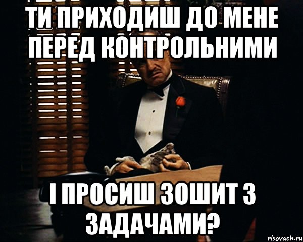 ти приходиш до мене перед контрольними і просиш зошит з задачами?, Мем Дон Вито Корлеоне