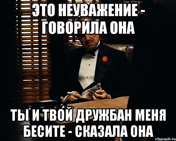 это неуважение - говорила она ты и твой дружбан меня бесите - сказала она, Мем Дон Вито Корлеоне