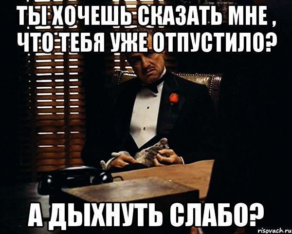 ты хочешь сказать мне , что тебя уже отпустило? а дыхнуть слабо?, Мем Дон Вито Корлеоне